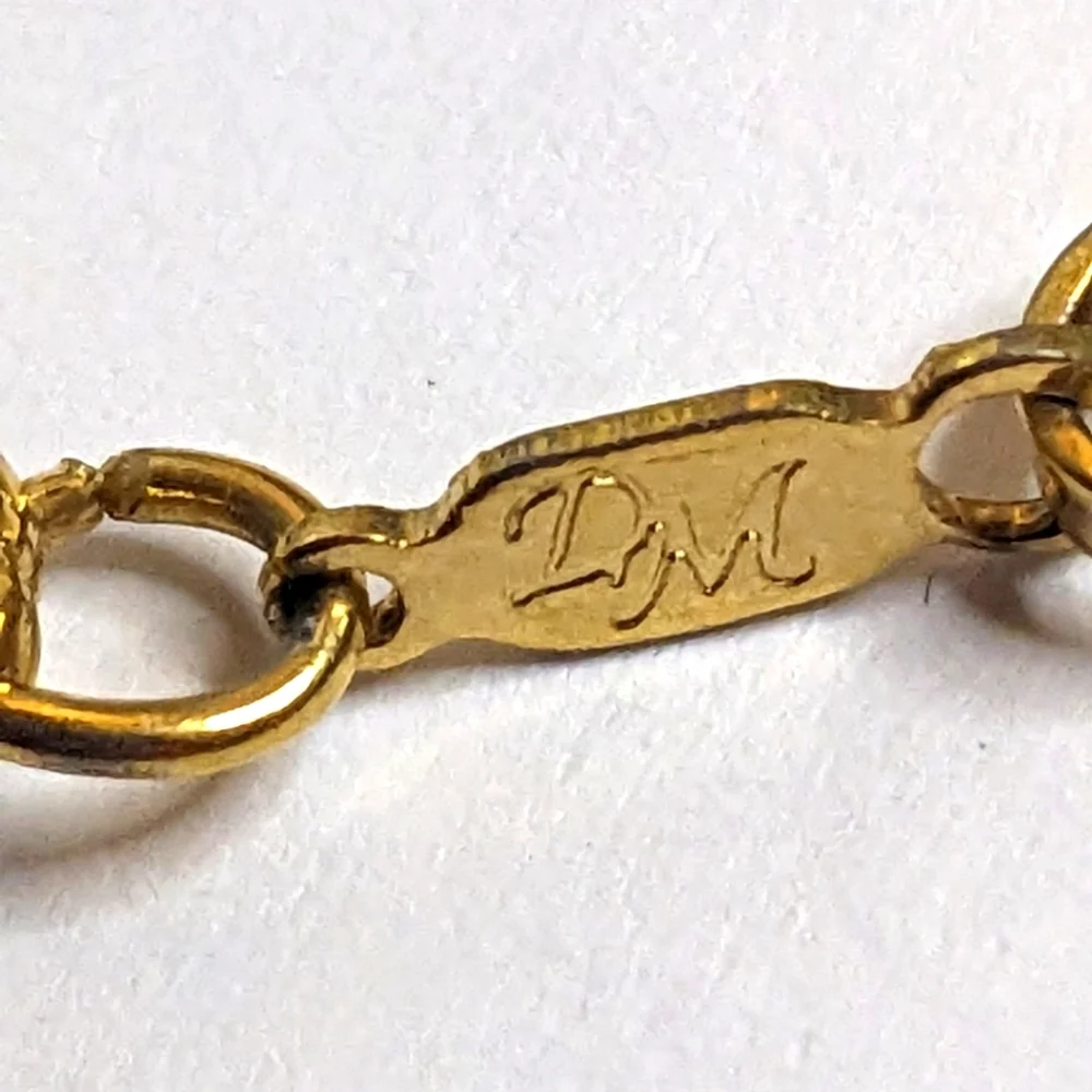 Vintage Signed‎ DM Byzantine Gold Tone Bracelet 7.5 Inches